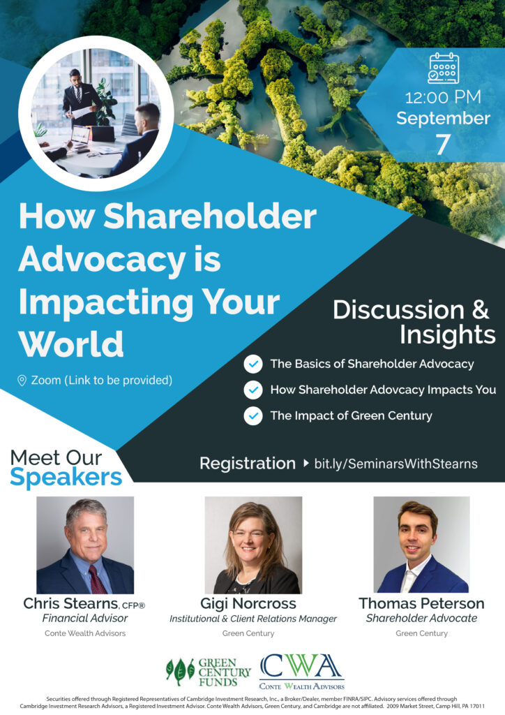 Shareholder Advocacy Seminar Flyer